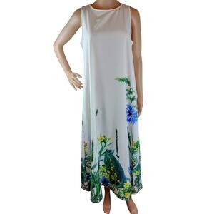 UNBRANDED Women's Maxi Dress Medium Floral White  Lightweight Minimalist
